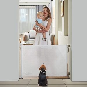 Indoor/ outdoor retractable baby gate white
